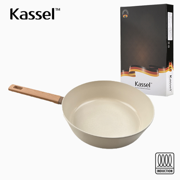 [Kassel]  카셀 인덕션  스톤 크림 세라믹 코팅 궁중팬 28cm