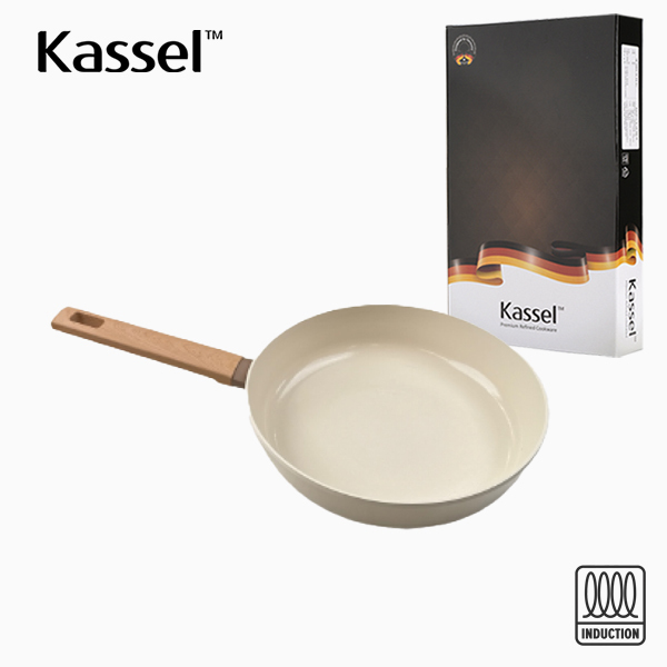 [Kassel]  카셀 인덕션  스톤 크림 세라믹 코팅 후라이팬 24cm