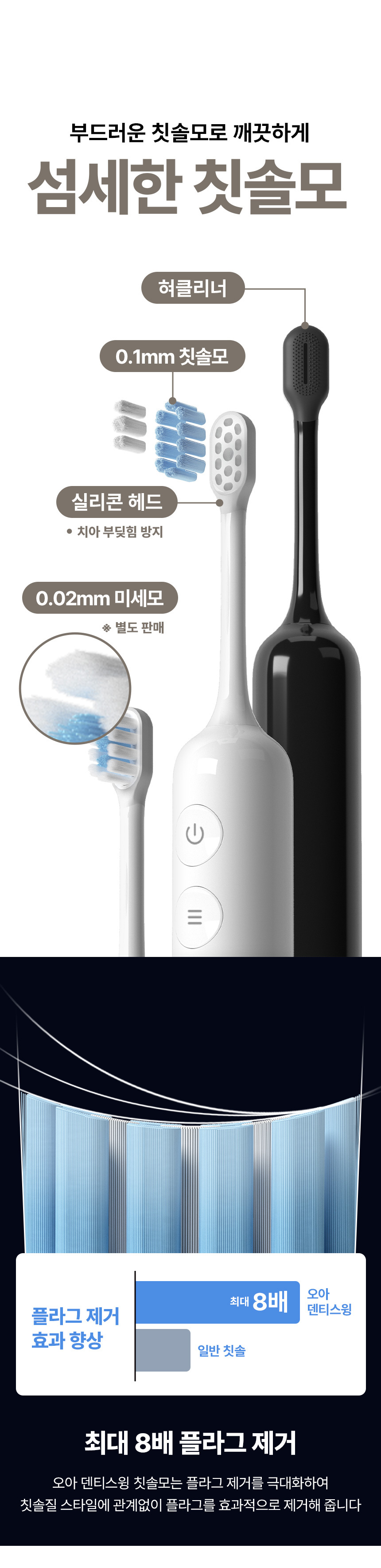 오아 덴티스윙 전동칫솔 전용 리필 칫솔모 4p 화이트 상세 이미지 7