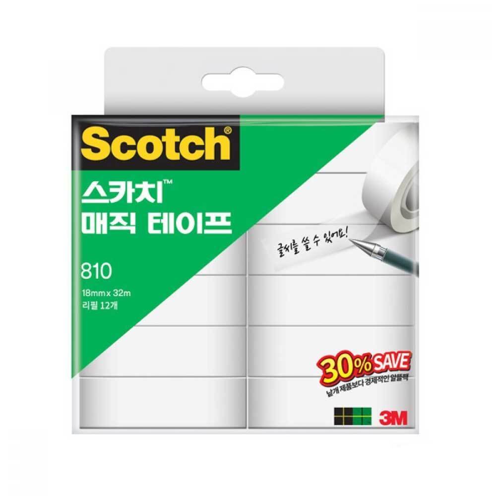 스카치 매직테이프 12개입 18mm x32m 반투명 테이프