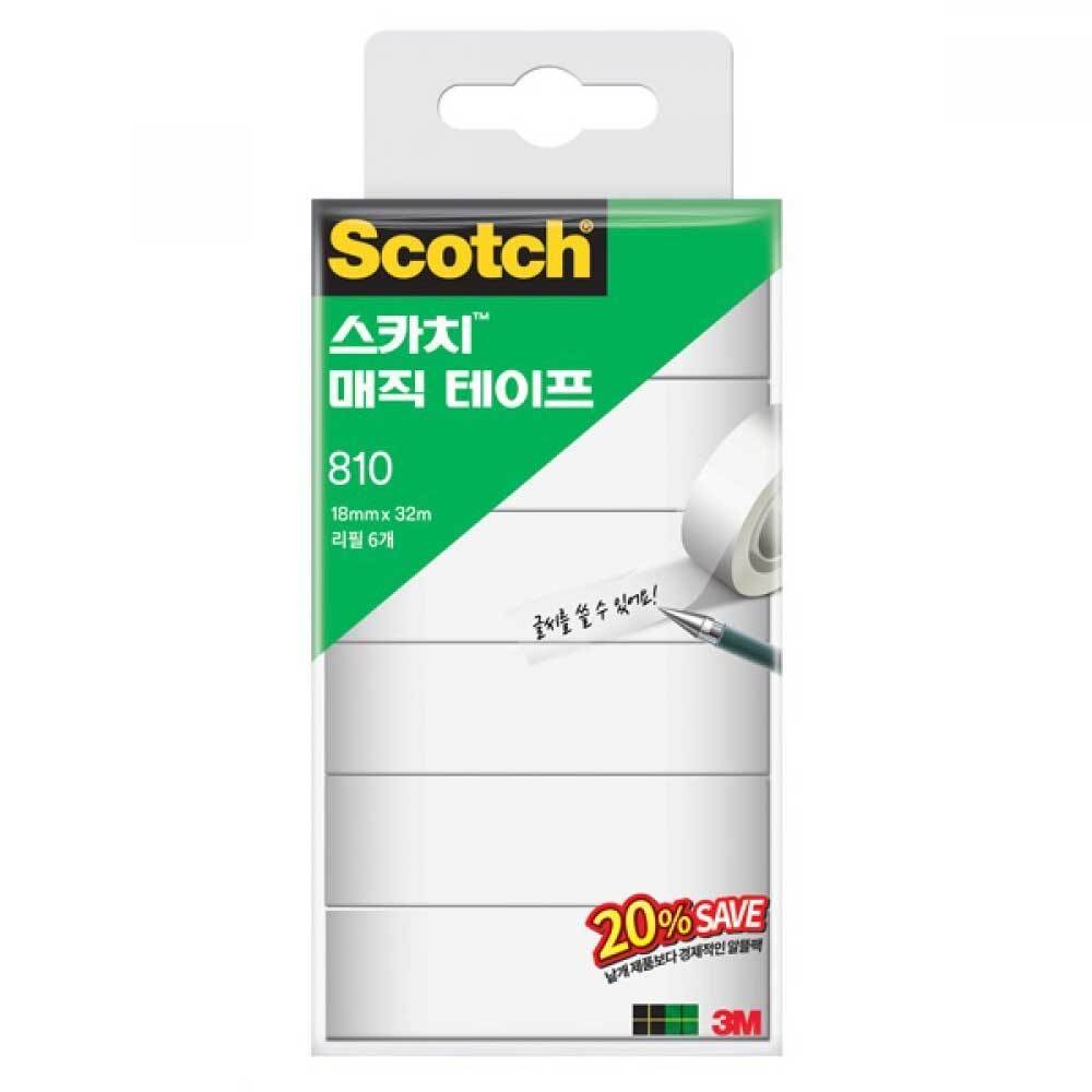 스카치 매직테이프 6개입 18mm x 32m 반투명 테이프