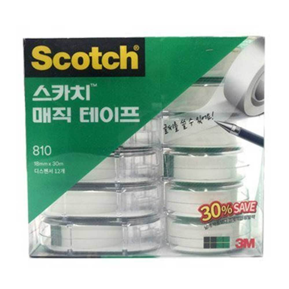 스카치 매직 테이프 디스펜서 12개입 18mm x 30m