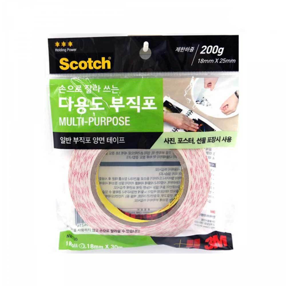 3M 다용도 부직포 양면 테이프 18mm 종이 사진 포스터 부착 고정 붙이기