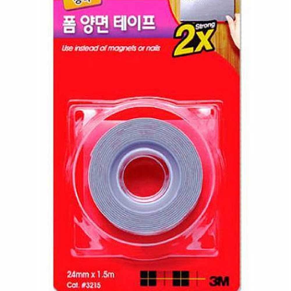 3M 강력 폼 양면 테이프 회색 24mm x 1.5M 액자 유리 거울 플라스틱 아크릴 부착 접착 고정