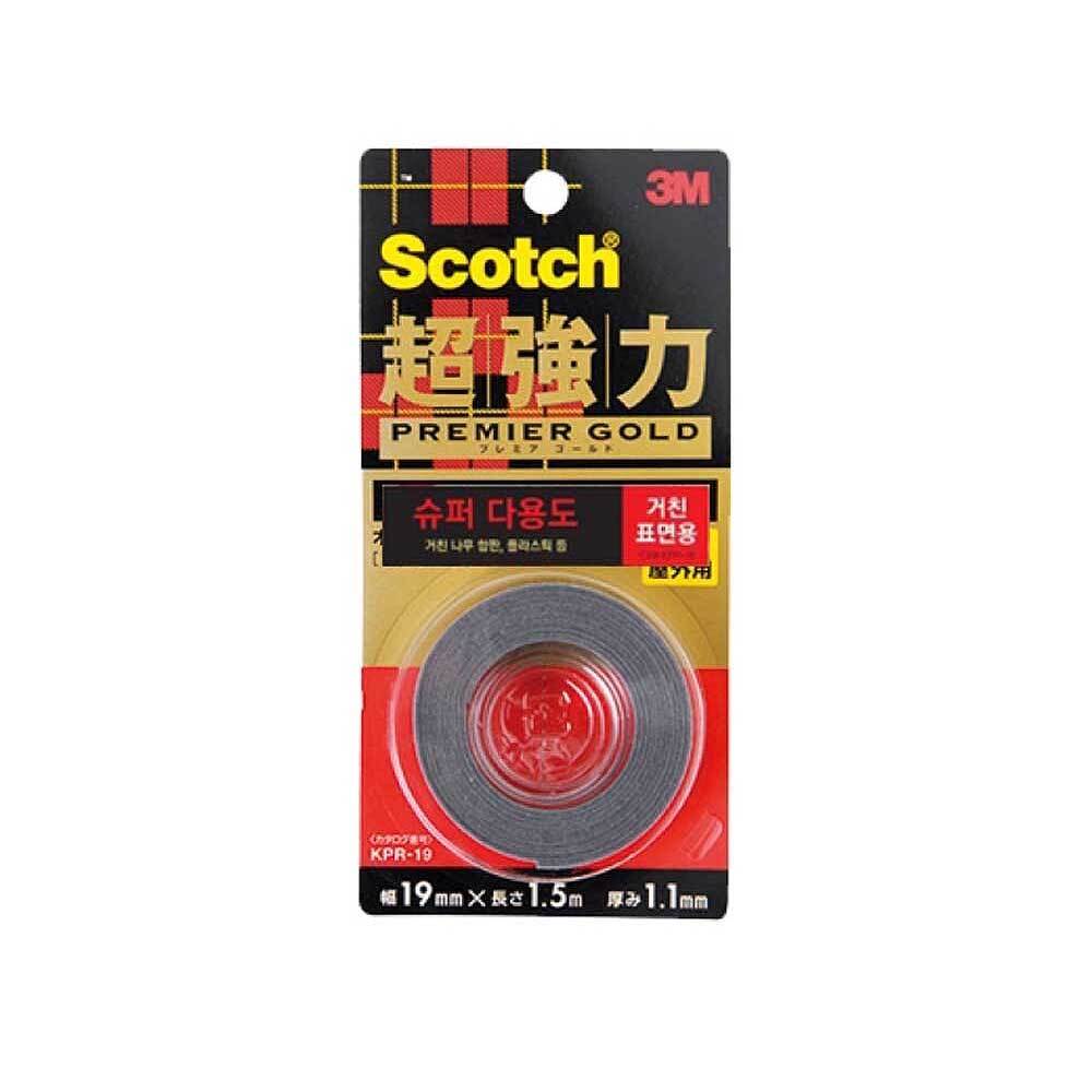 3M 초강력 양면테이프 19mm 거친표면용 나무 합판 붙이기 플라스틱 거울 유리 액자 부착 고정