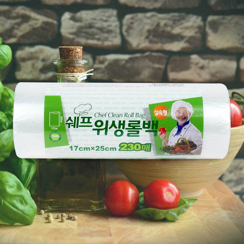 쉐프 위생롤백 230매 롤팩 위생백 위생팩 17x25