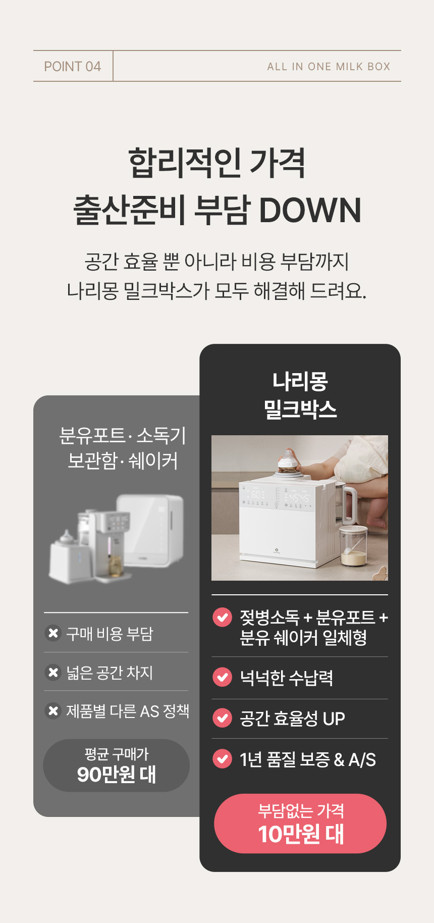 나리몽 밀크박스 젖병소독기 분유포트 보온 분유쉐이커 올인원