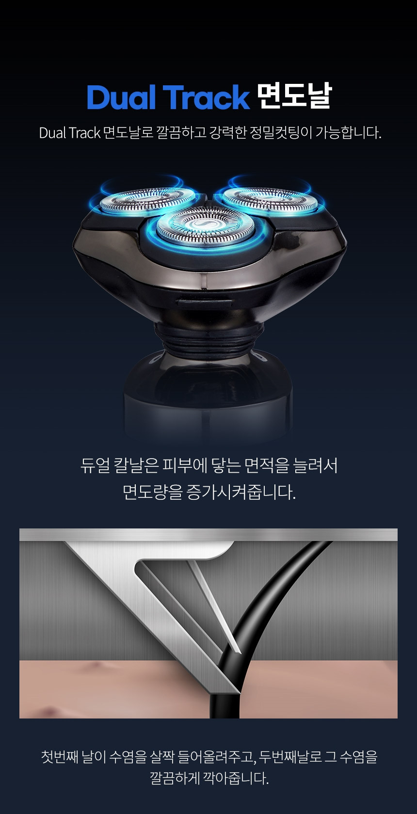 비브르 4D 휴대용 방수 전기면도기 VS500