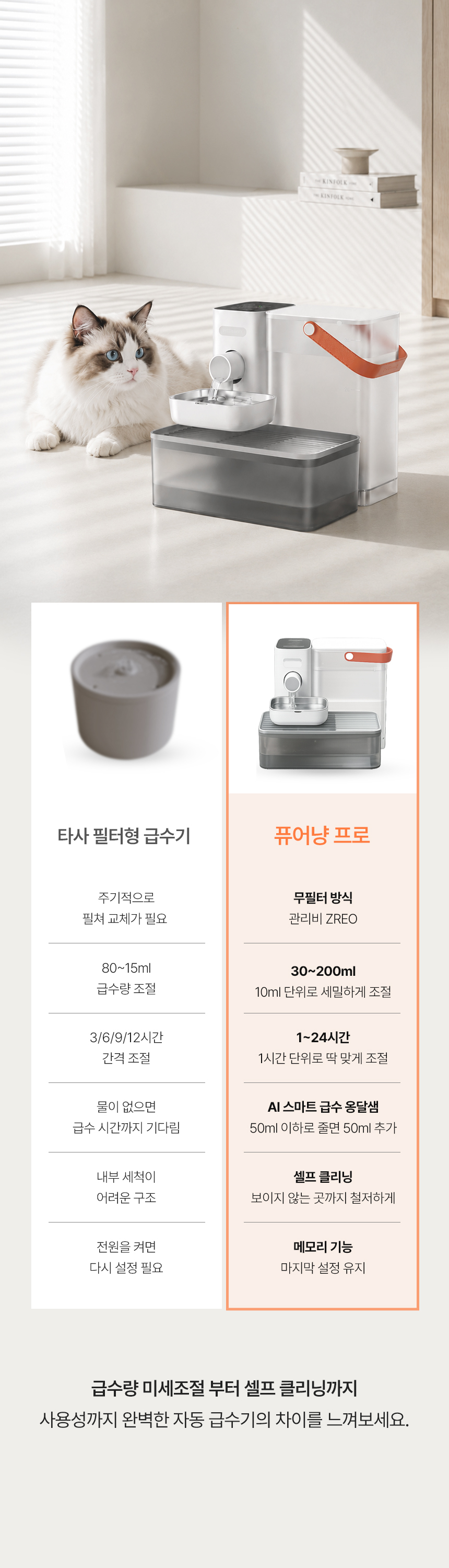 보니렌 퓨어냥 프로 자동급수기 고양이정수기 강아지 무선 음수대