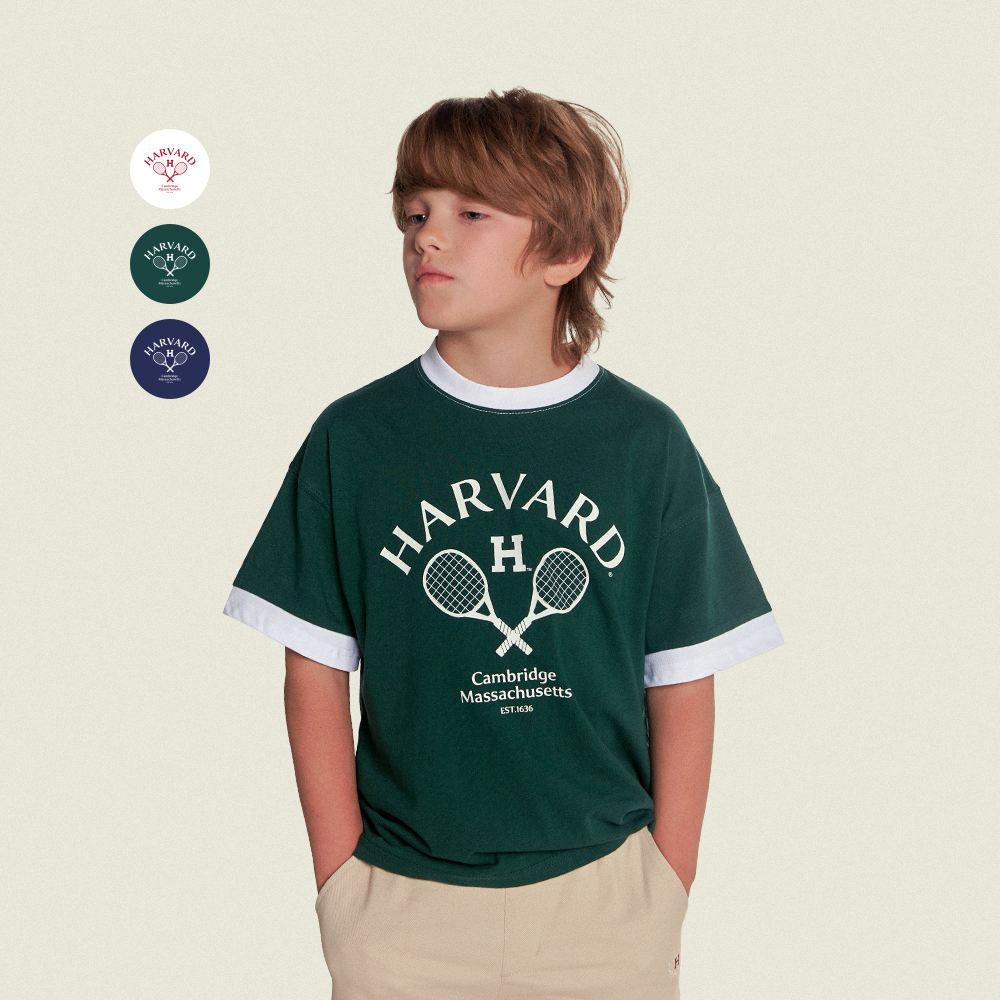 캐리마켓 -  하버드키즈 3color 크루 로고 티셔츠 HMTS-34110