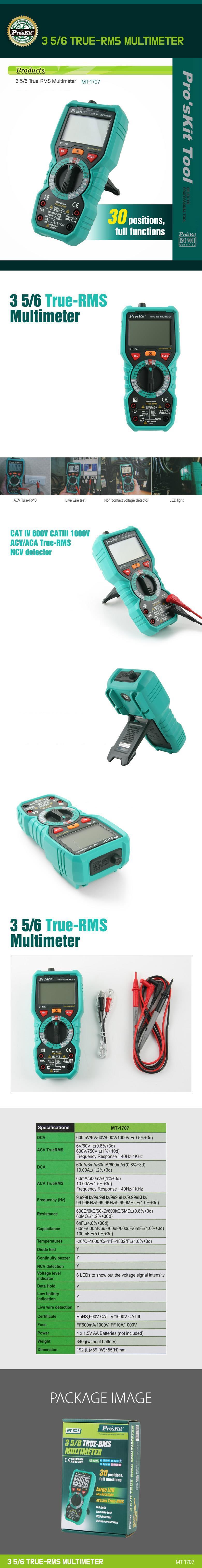 ProsKit MT-1707 3-5/6 True RMS Multimeter electrical and