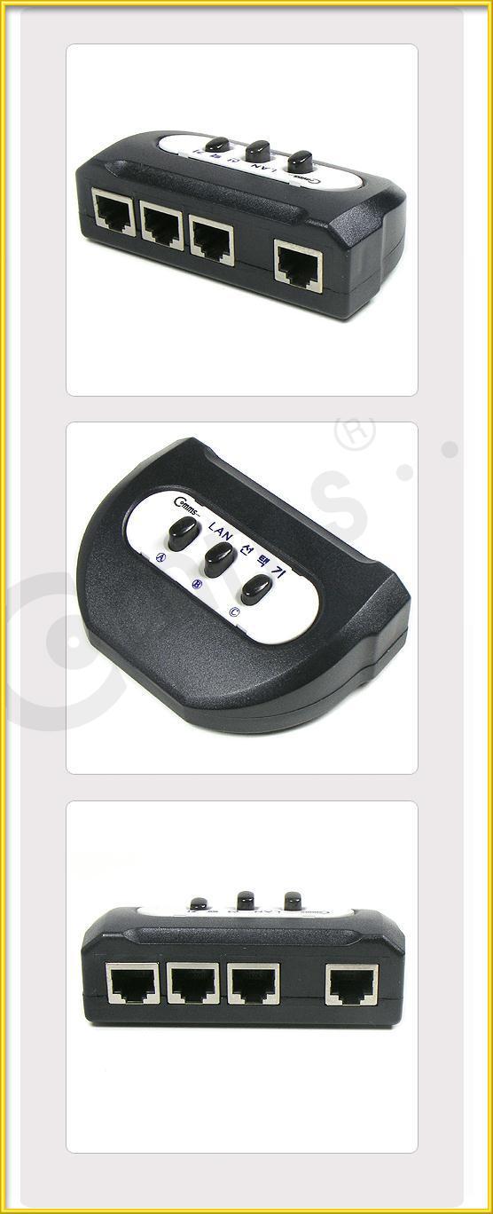 3 PORT 3Way RJ45 AB Manual Switch Box NEW CAT5E CAT5 selector Phone