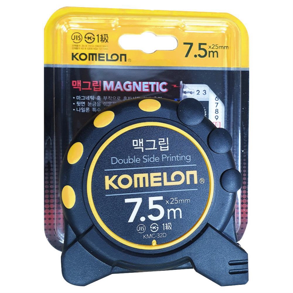 코메론 맥그립 자석줄자 7.5M KMC-32D 양면눈금 고정 측정도구