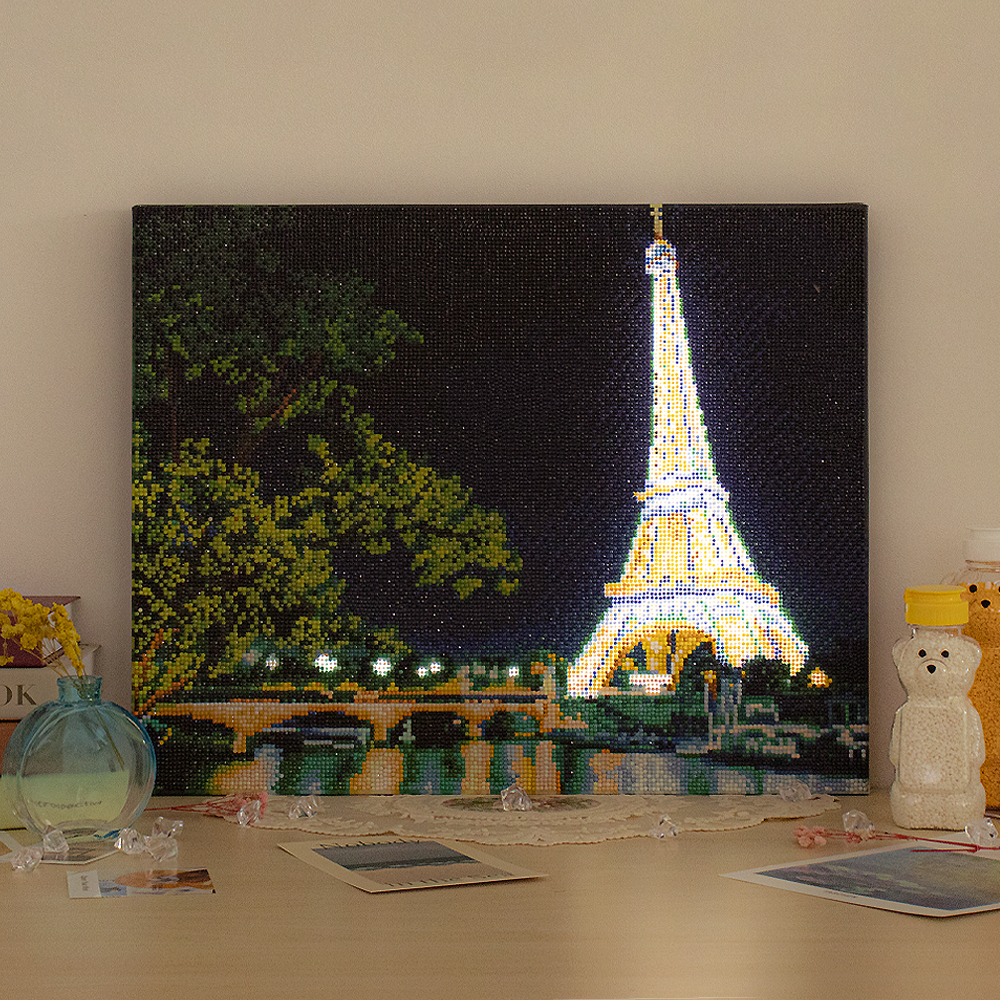 아트조이 DIY LED 보석십자수 (캔버스형) 에펠탑 야경 40X50cm