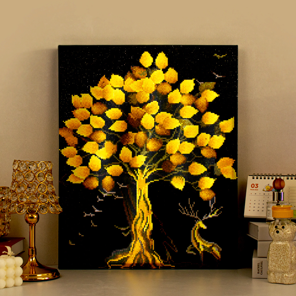 아트조이 DIY LED 보석십자수 (캔버스형) 황금 재물 나무 40x50cm