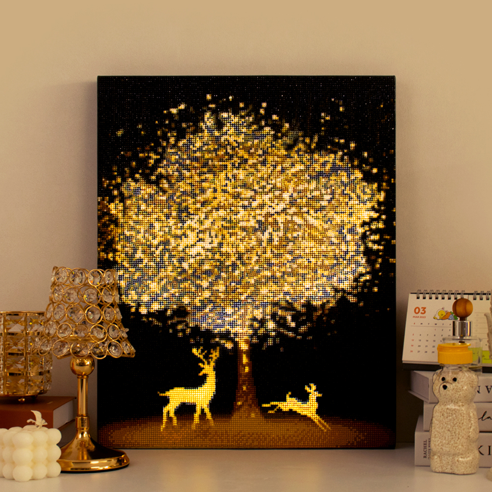아트조이 DIY LED 보석십자수 (캔버스형) 황금나무와 꽃사슴 40x50cm(리뉴얼)