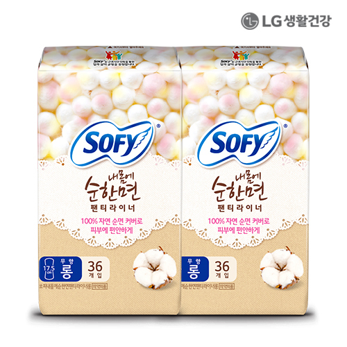 LG생활건강 쏘피 바디피트 순한면 라이너 무향 롱 36P X 2개