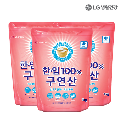 LG생활건강 한.입 100% 구연산 1kg X 3개