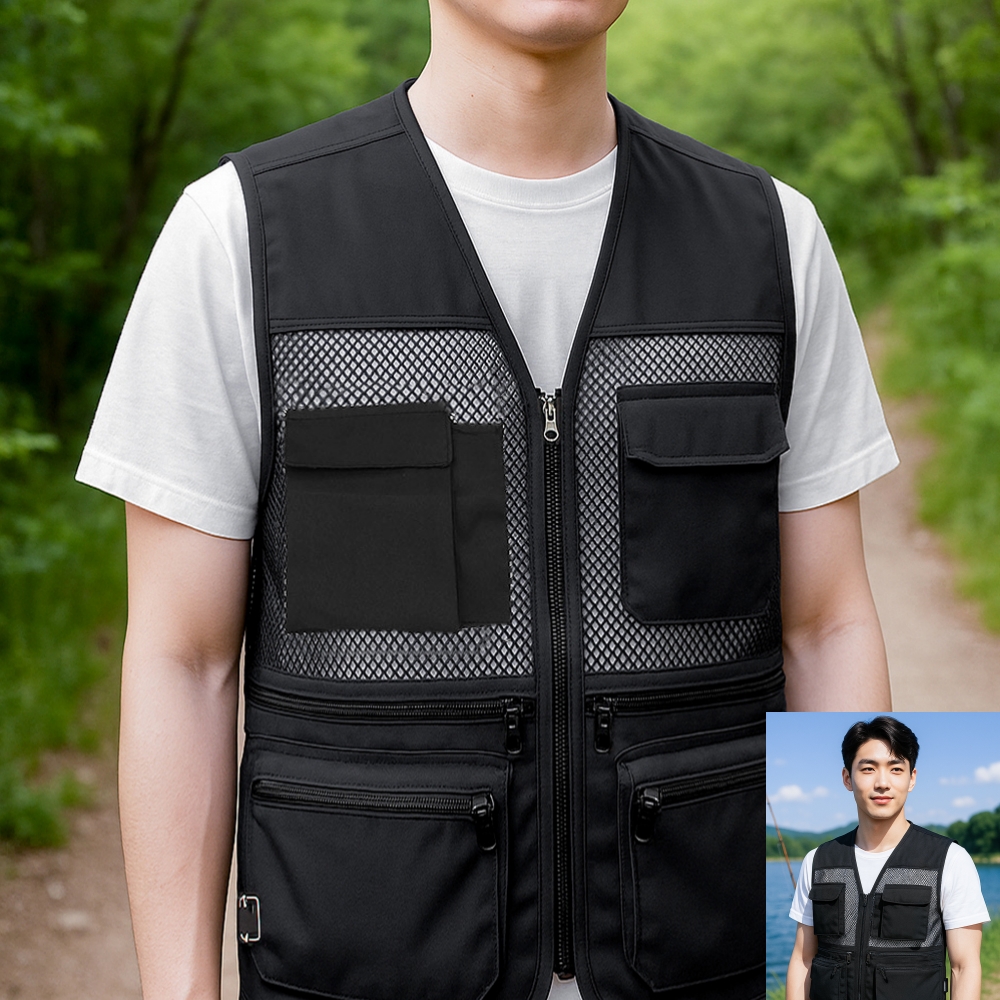템팜 초경량 메쉬 레저 조끼 통풍 캠핑 직장인 등산 쿨링