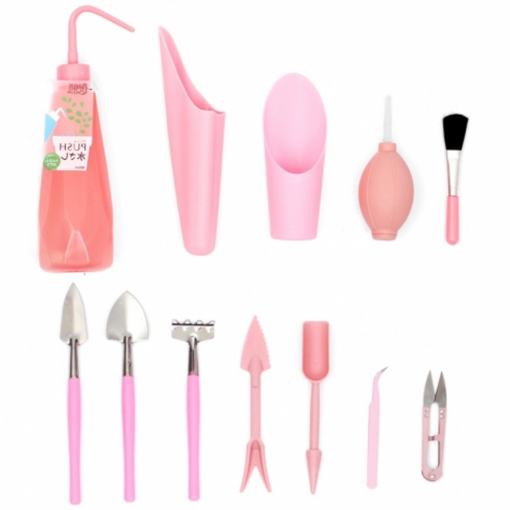 템팜 미니화분 원예도구 12종 화분관리 홈가드닝 분갈이 원예자재 조경공구 화분분갈이 일자핀셋 모종삽 쪽가위 정원관리 청소붓