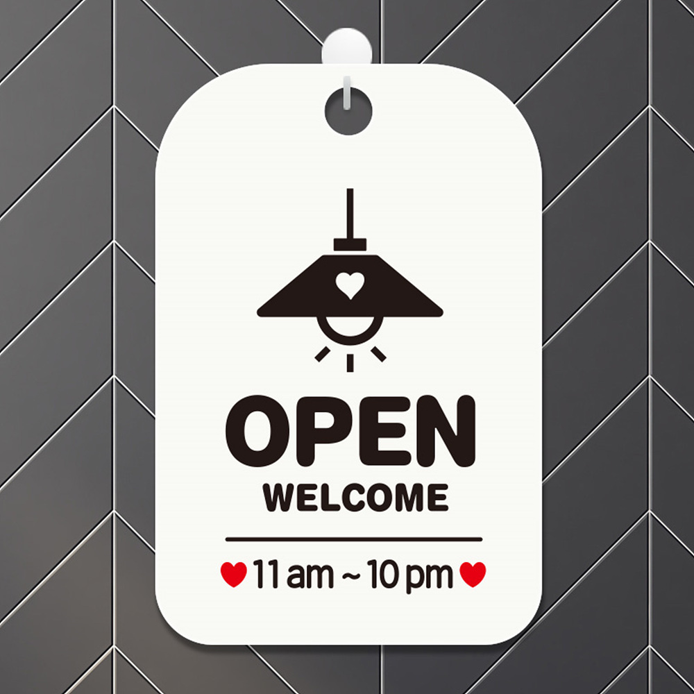 OPEN WELCOME 11am-10pm 사각안내판 알림판 화이트