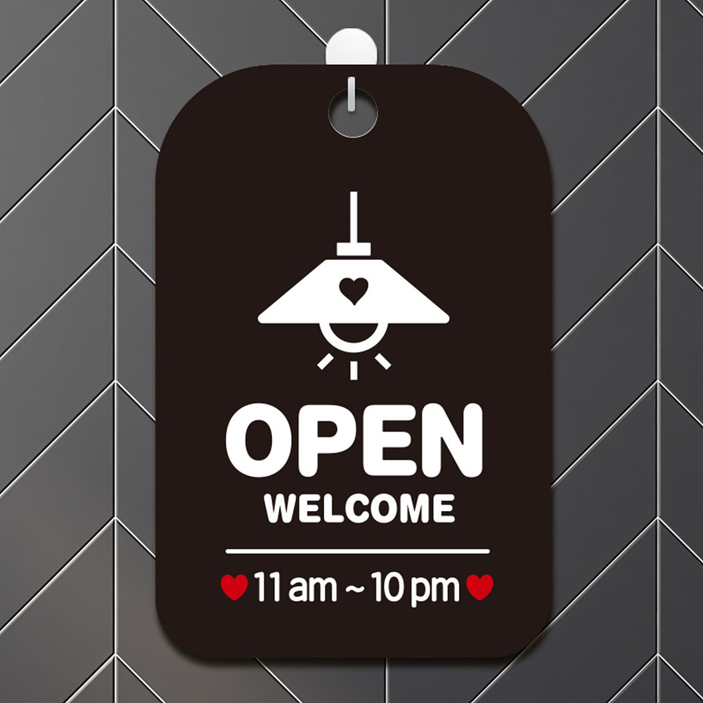 OPEN WELCOME 11am-10pm 사각안내판 알림판 블랙