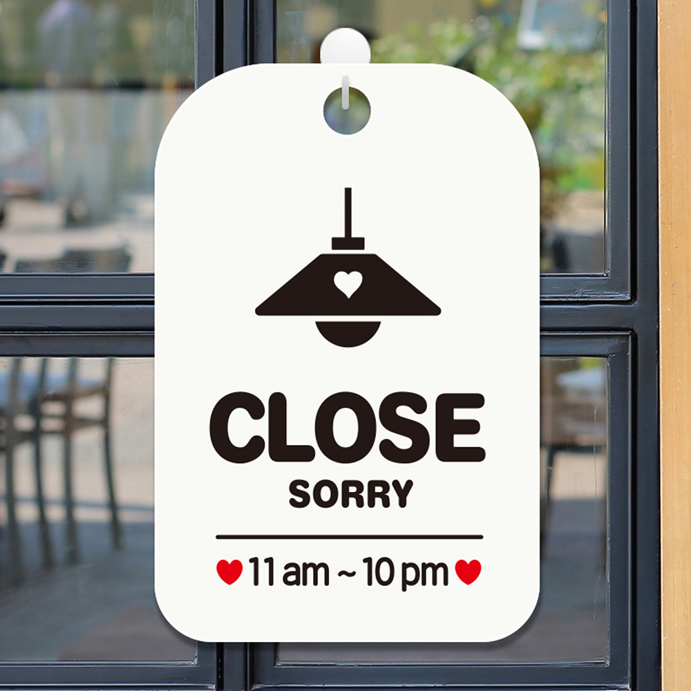 CLOSE SORRY 11am-10pm 사각안내판 알림판 화이트