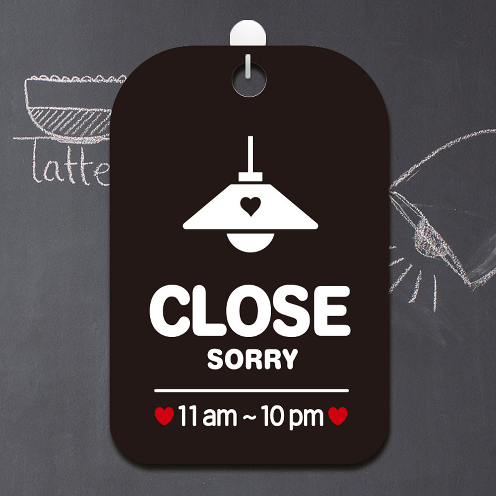 CLOSE SORRY 11am-10pm 사각안내판 알림판 블랙