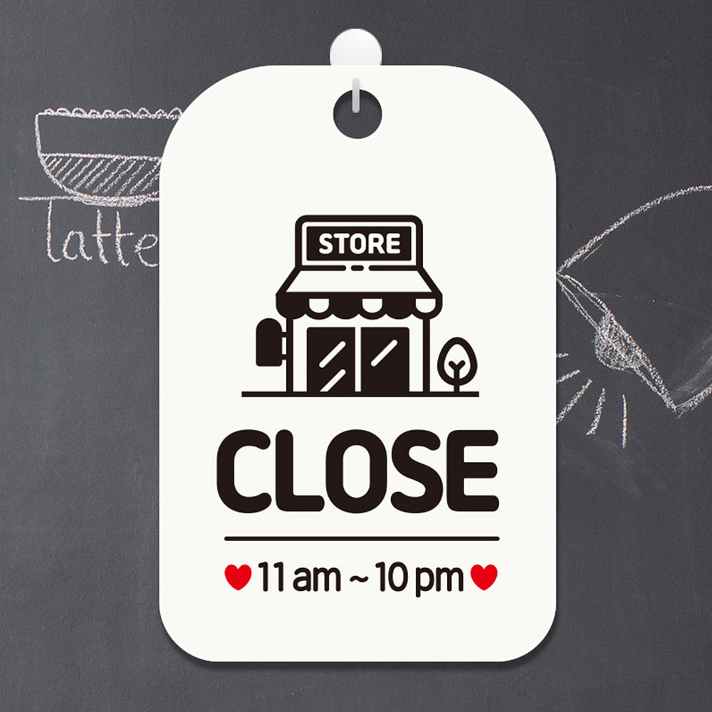 STORE CLOSE 11am-10pm 사각안내판 알림판 화이트