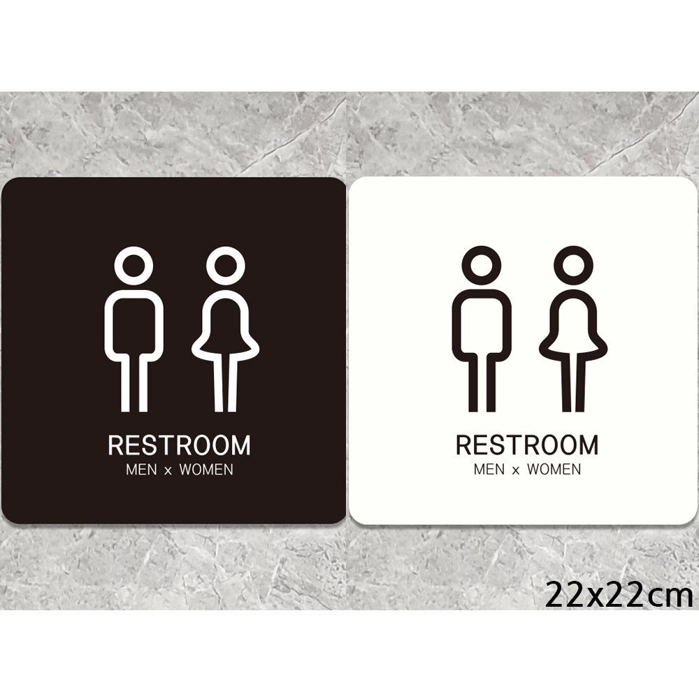 RESTROOM MEN WOMEN2 부착형 정사각안내판 22x22cm