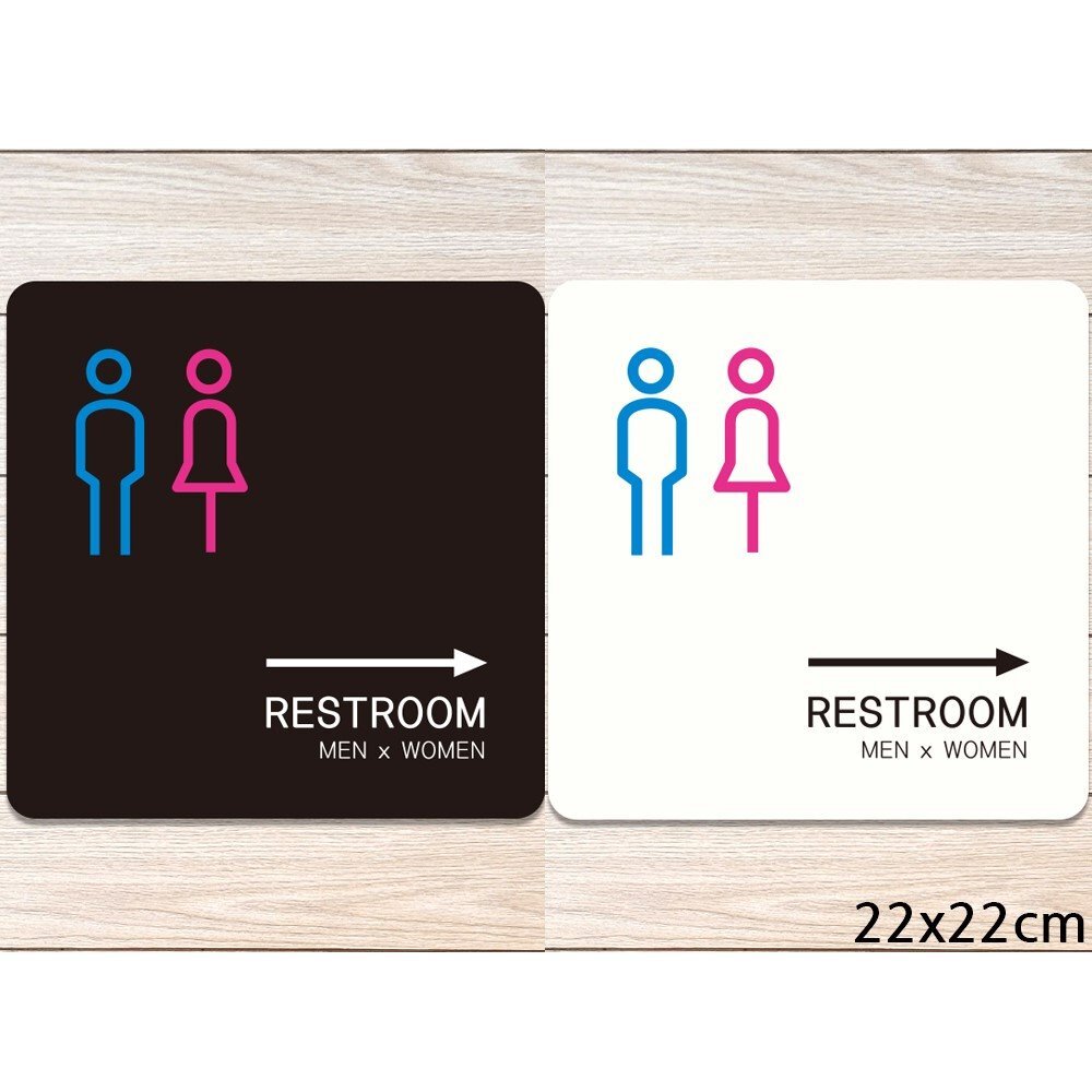 RESTROOM3 오른쪽화살표 부착형 안내판 22x22cm