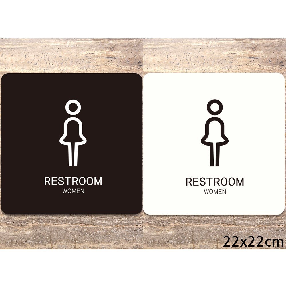 RESTROOM WOMEN2 부착형 정사각안내판 22x22cm