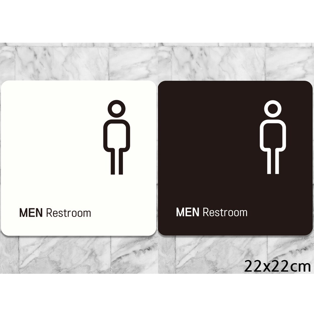 MEN Restroom3 부착형 정사각안내판 22x22cm