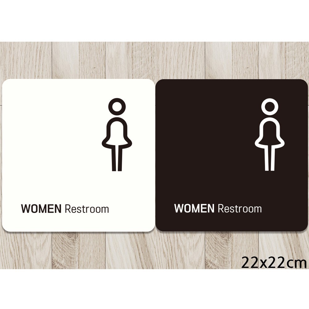 WOMEN Restroom3 부착형 정사각안내판 22x22cm