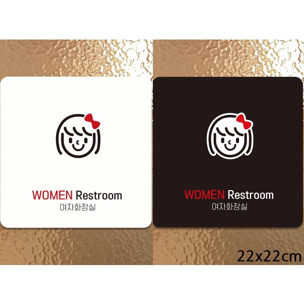 WOMEN Restroom4 부착형 정사각안내판 22x22cm