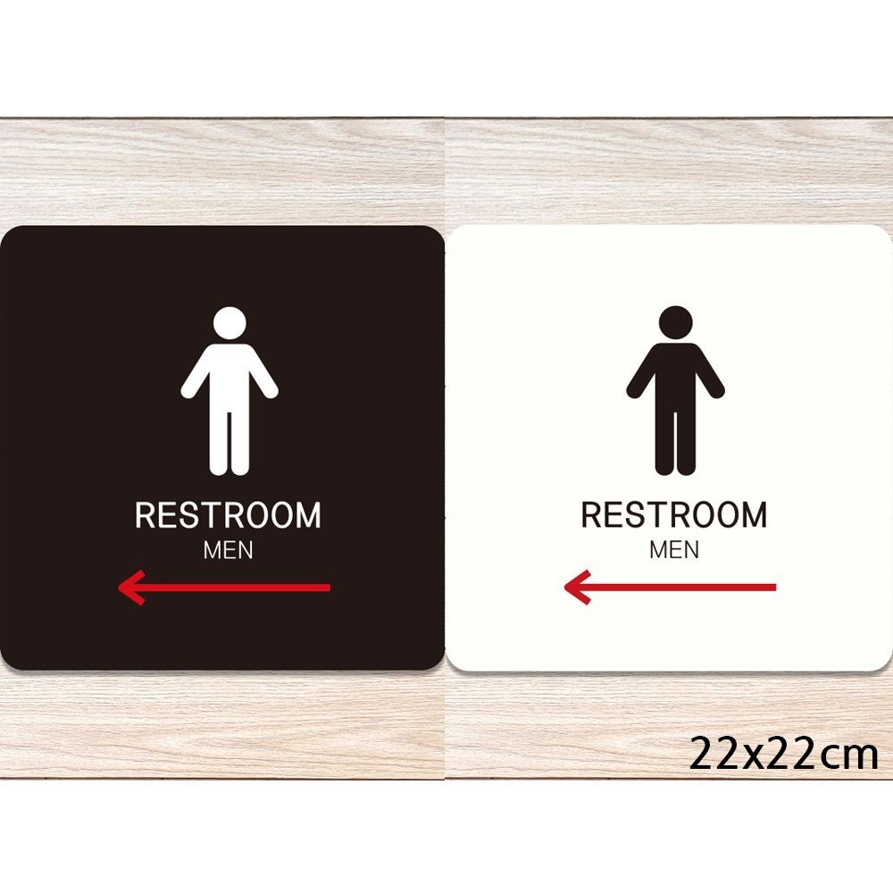 RESTROOM MEN 왼쪽1 부착형 정사각안내판 22x22cm