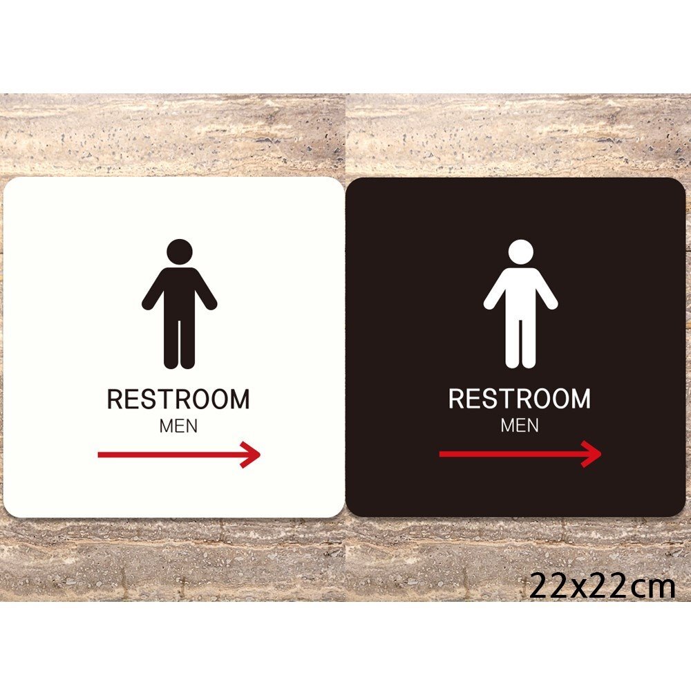 RESTROOM MEN 오른쪽1 부착형 사각안내판 22x22cm