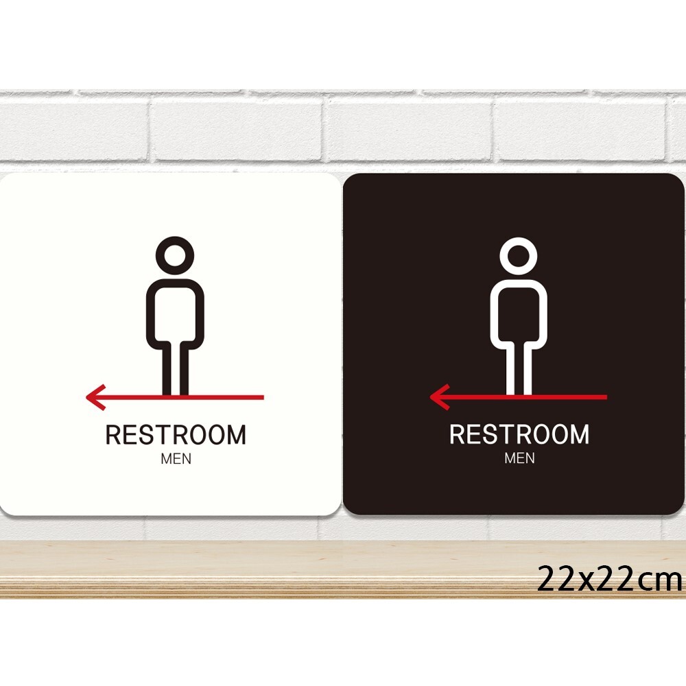 RESTROOM MEN 왼쪽2 부착형 정사각안내판 22x22cm