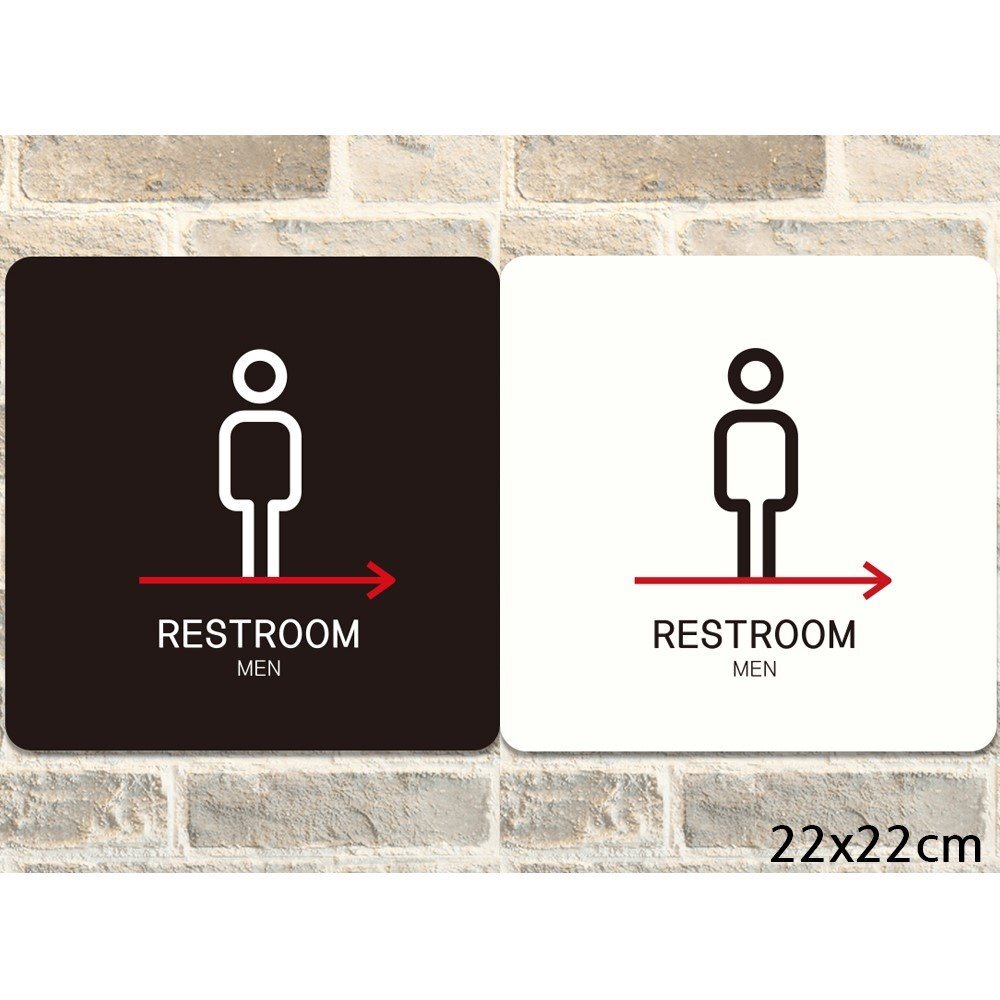 RESTROOM MEN 오른쪽2 부착형 사각안내판 22x22cm