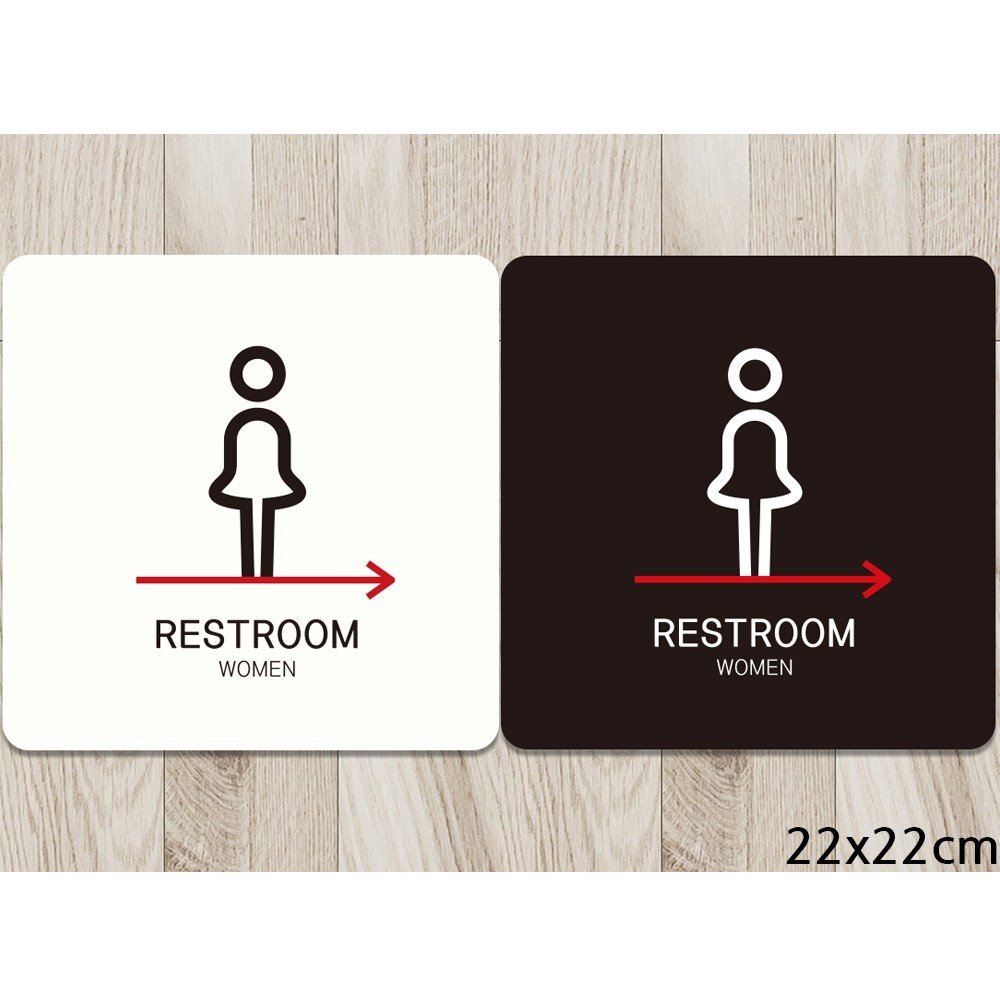 RESTROOM WOMEN 오른쪽2 부착형 안내판 22x22cm