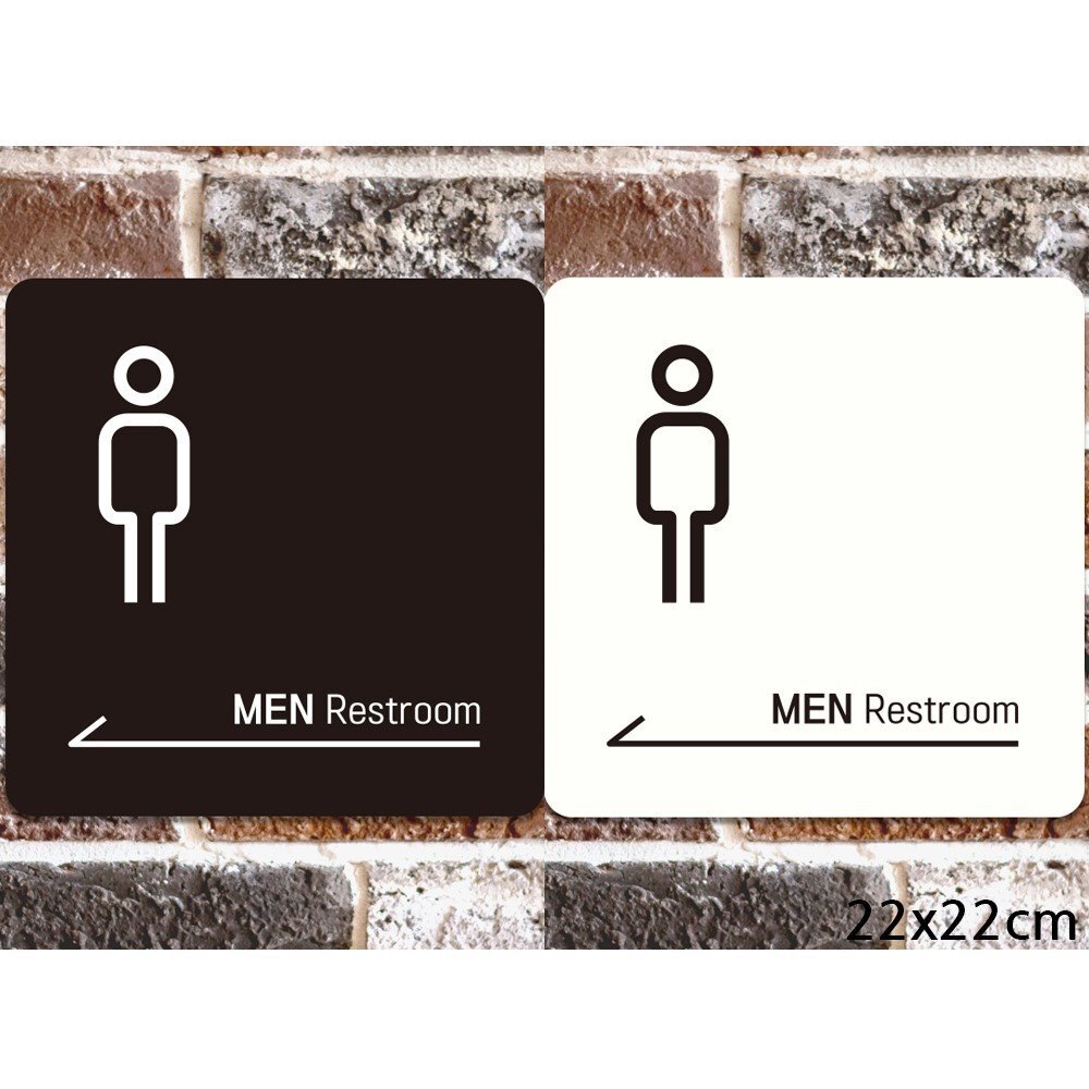 MEN Restroom 왼쪽화살표 부착형 안내판 22x22cm