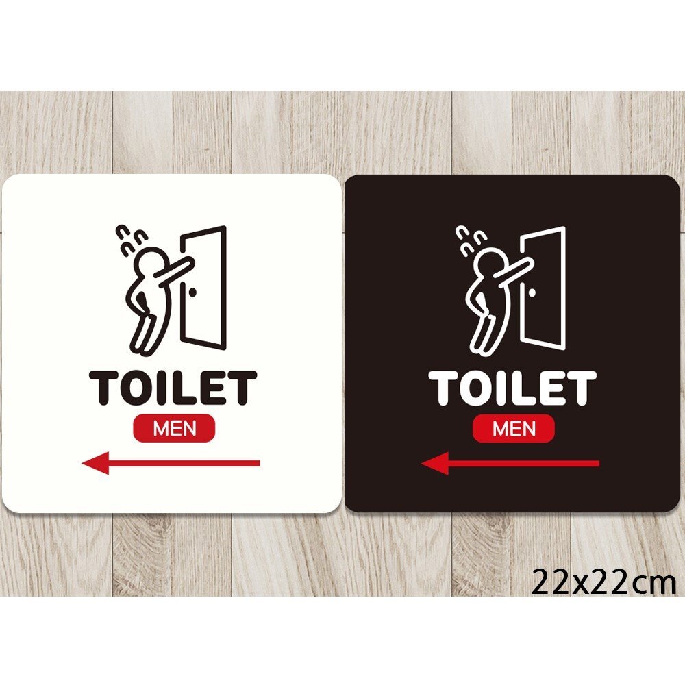 TOILET MEN 왼쪽 부착형 정사각안내판 22x22cm