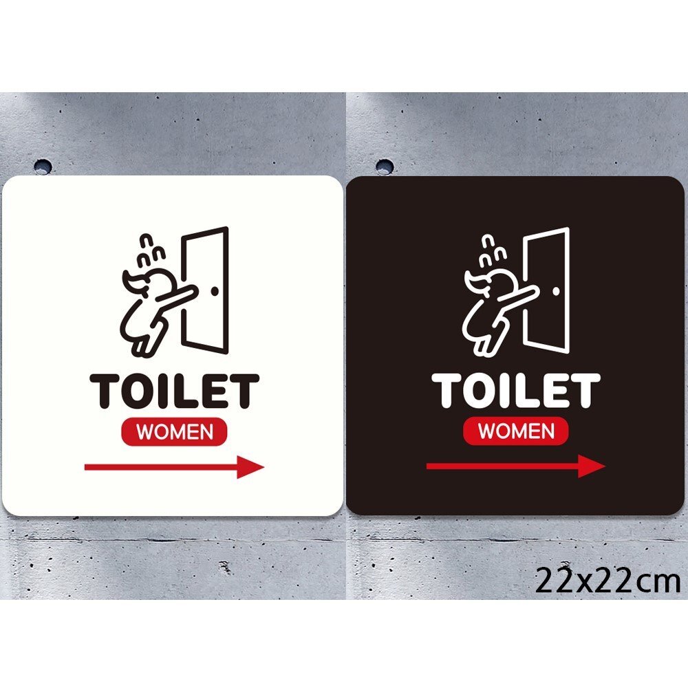 TOILET WOMEN 오른쪽 부착형 정사각안내판 22x22cm