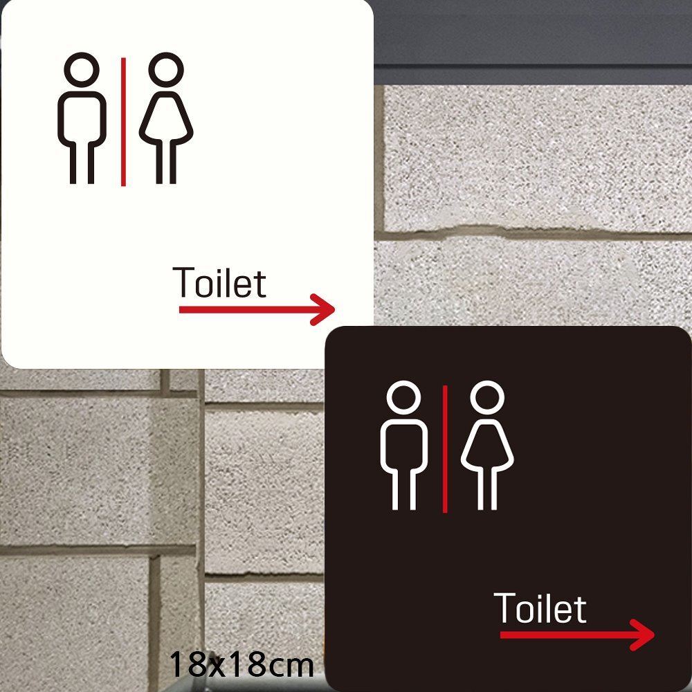 Toilet 오른쪽화살표2 부착형 사각안내판 18x18cm