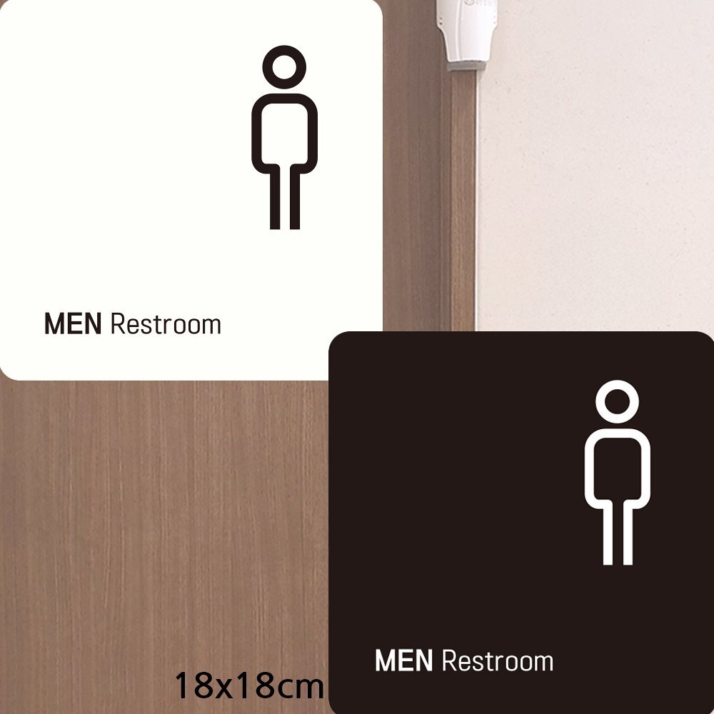 MEN Restroom3 부착형 정사각안내판 18x18cm