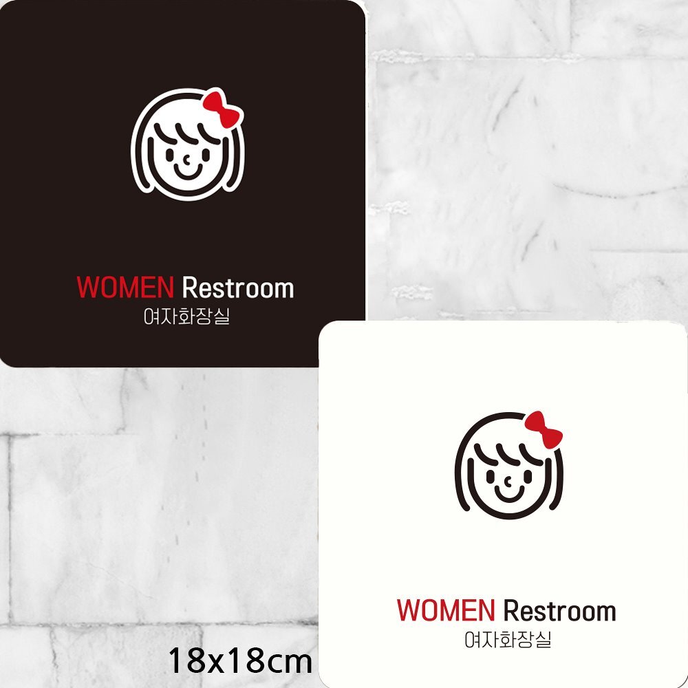 WOMEN Restroom4 부착형 정사각안내판 18x18cm