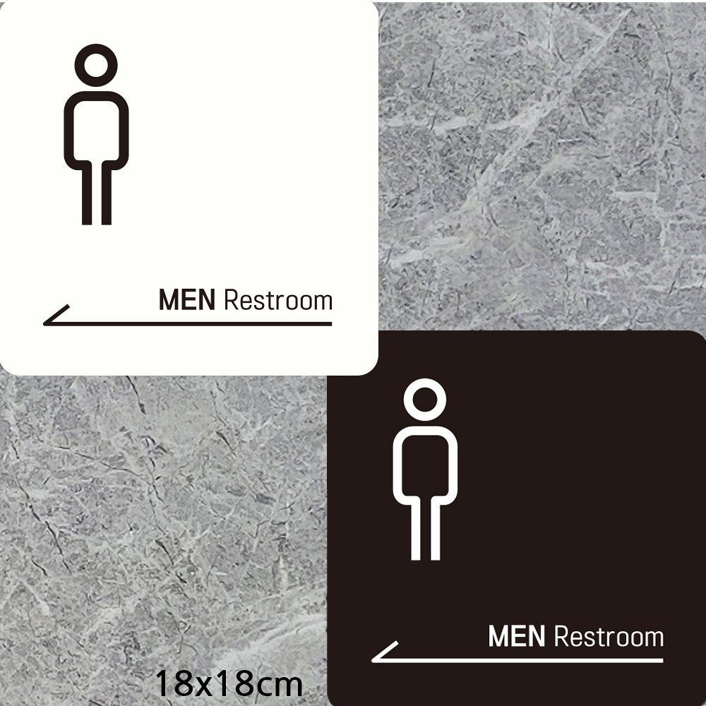 MEN Restroom 왼쪽화살표 부착형 안내판 18x18cm