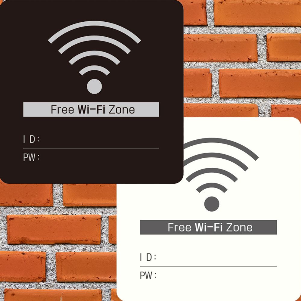 FREE Wi-Fi ZONE5 부착형 정사각 안내판 22x22cm