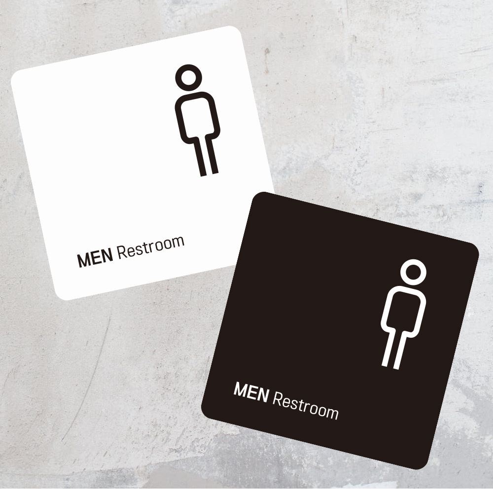 MEN Restroom2 부착형 정사각 소형안내판 13x13cm