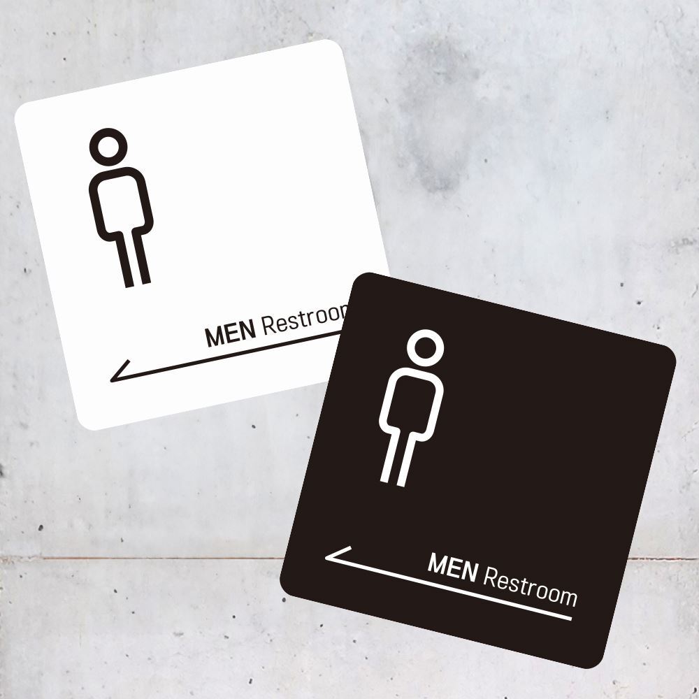 MEN Restroom 좌측 부착형 사각 소형안내판 13x13cm